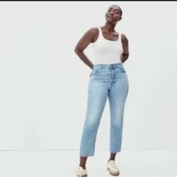 Everlane Sky Blue The Curvy 90s Cheeky Straight Jean High-Rise Cute Jeans - Picture 3 of 12